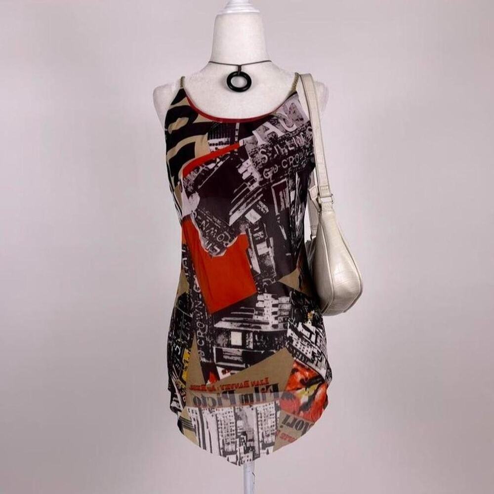 Asymmetrical grunge indie sleaze graphic tank